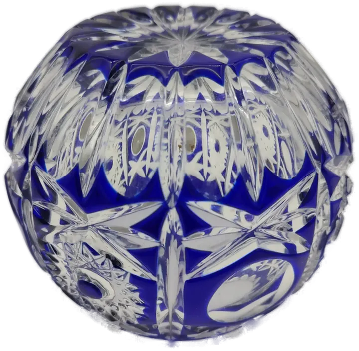 Bleikristall Kugelvase Teelichthalter handgeschliffen mundgeblasen kobaltblau - Bild 3