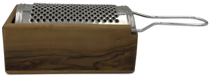 Käsereibe mit Stiel aus Eselstahl - Auffangbehälter aus Nussholz 10 x 8 x 30 cm - Bild 2