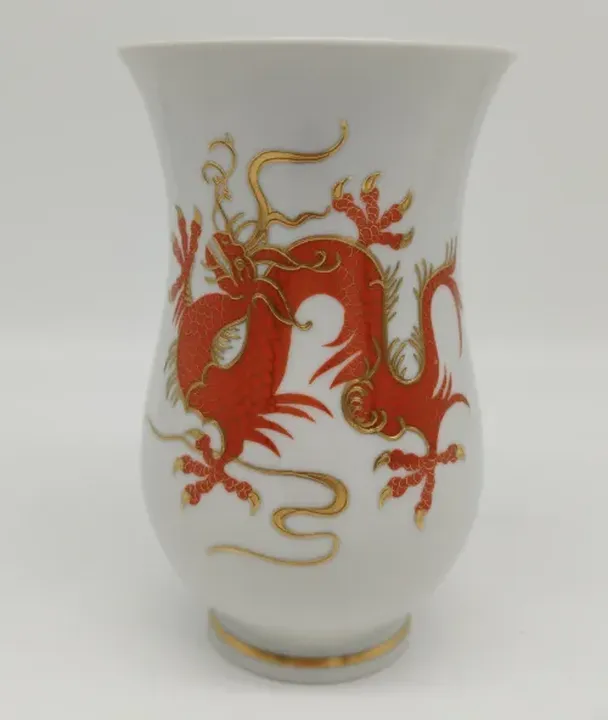 Handbemalte Schaubach Vase mit rotem Drachen – Porzellan, Sehr gut erhalten - Bild 1