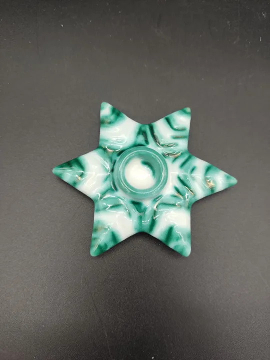 Gmundner Keramik Kerzenständer in Sternform grüngeflammt (B=7cm) - Bild 3