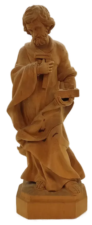 Heiligenfigur Hl. Josef als Handwerker aus Holz - Bild 1