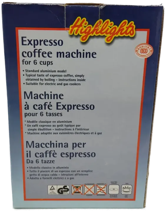 Highlights  Espresso/Mokka/Kaffee-Kocher für den Herd, 6 Tassen - Bild 3