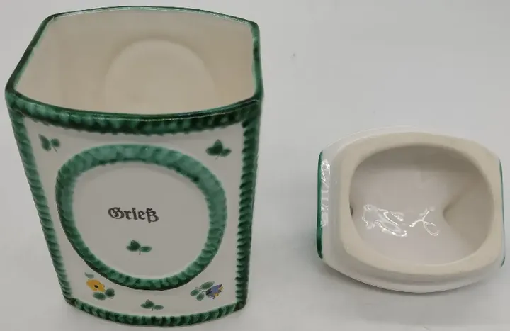 Gmundner Keramik: Vorratsbehälter mit Streublumenmuster, handgemalt - Bild 2