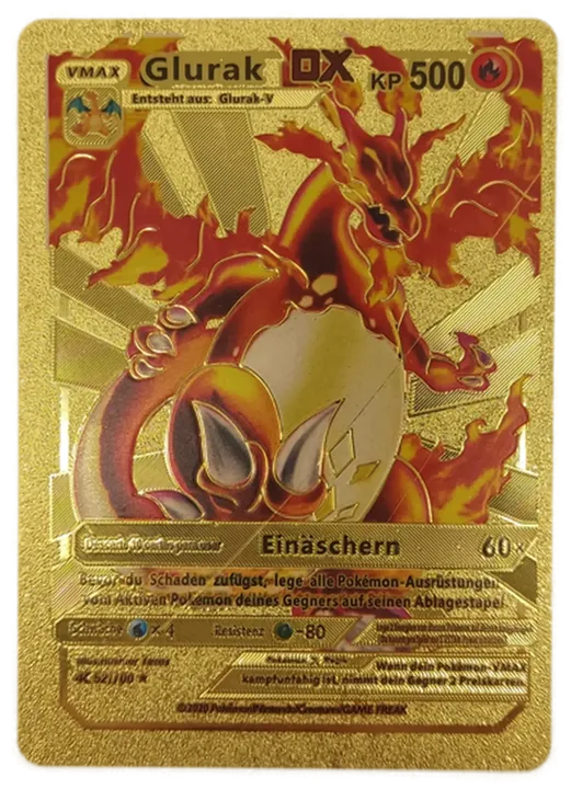 Pokémon Sammelkarte Goldfolie Vmax Glurak DX - Bild 1