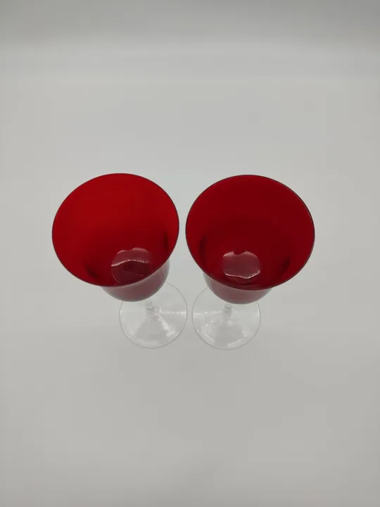 2 Kristall Wein- Wasser- Dekogläser rot beschichtet - Bild 2