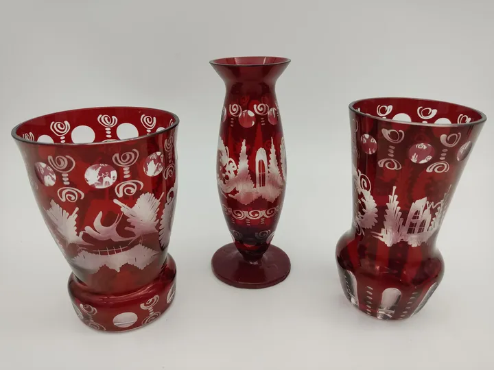 Glasvasen Set in rot 3-teilig - Bild 1