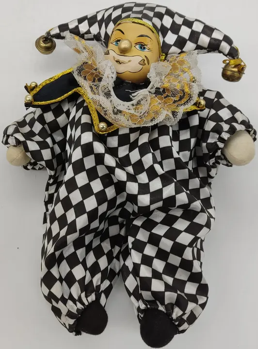 Vintage Puppe Harlekin/Clown Porzellankopf mit Stoffkörper Sammlerstück 70/80er - Bild 2