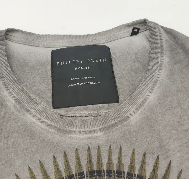 Philipp Plein Herren Shirt grau mit Totenkopf-Motiv - M  - Bild 5