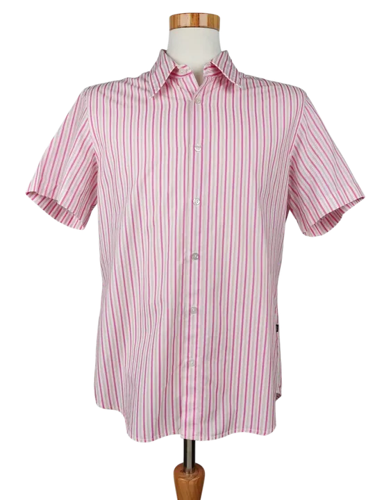 Hugo Boss Herren Kurzarmhemd, weiß/rosa - Gr. L - Bild 1
