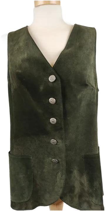 Grünes Gilet aus Rauhleder mit Trachtenknöpfen - Brustumfang: 46cm - Bild 1