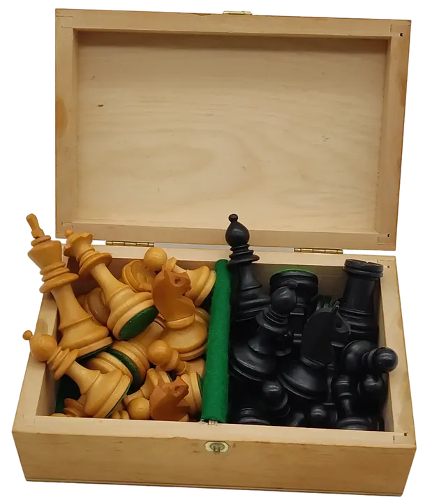 Schachfiguren aus Holz in Holzschatulle - Bild 1
