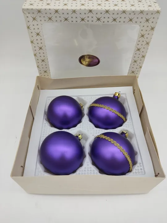 4x Christbaumschmuck aus Glas mit in violett - Bild 1