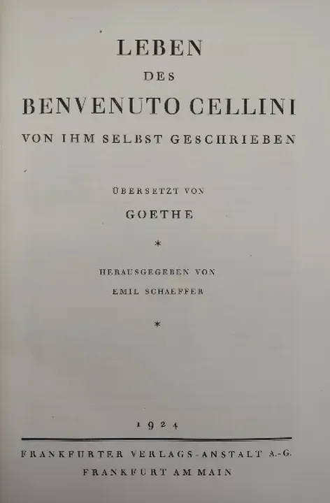 Leben des Benvenuto Cellini. Von ihm selbst geschrieben - Emil Schaeffer [Hrsg.] - Bild 3