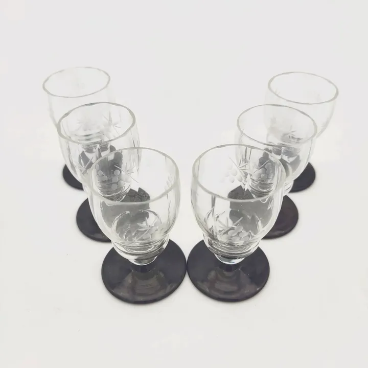Spirituosengläser 6-teilig Weinglasoptik mit schwarzem Fuß - Bild 1