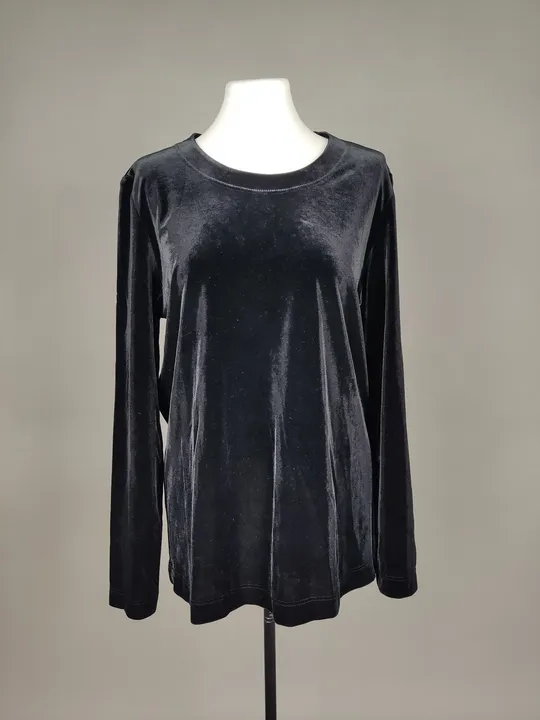 Damen Langarmshirt Schwarz in Samtoptik - XL / 42 - Bild 1