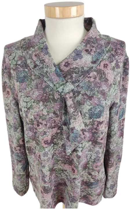 Pullover langarm mit Kragen, lila/violett/grau gemustert, Größe 40 - Bild 1
