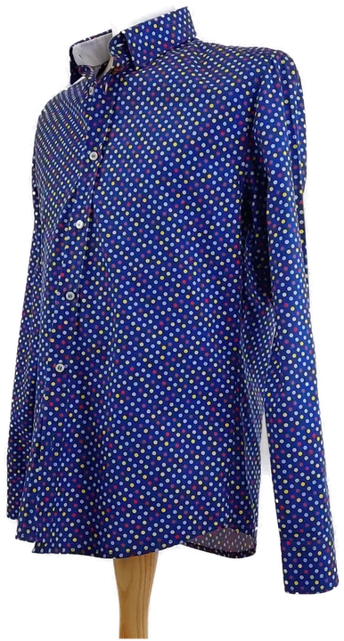 Blaues Herren Hemd Langarm, gepunktet, Gr. L - Bild 3