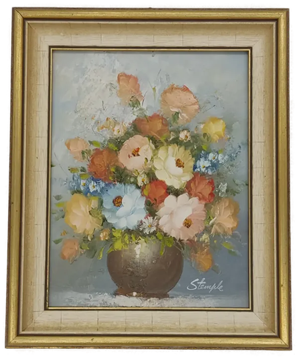 Bild Öl Gemälde Blumen Vase / Stillleben von Stemple - Bild 1