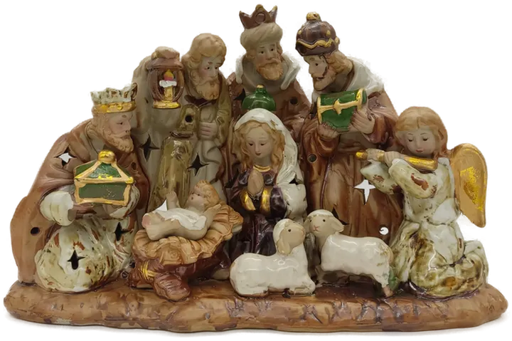 Keramik Krippe Teelichtbeleuchtung Weihnachten - Bild 1