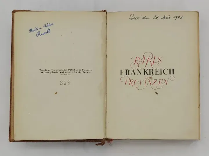 Buch - Paris Frankreich und Provinzen - 1943 - Bild 3