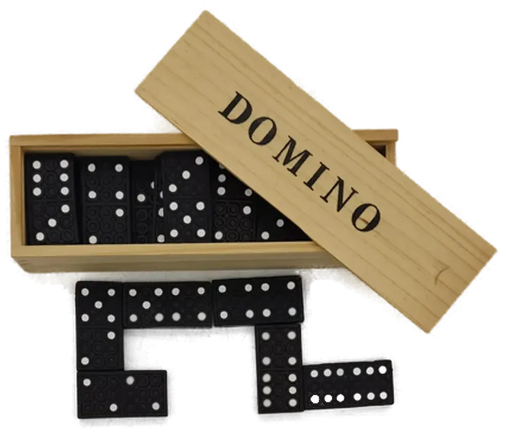 Dominospiel mit Holzbox, Drachenmotiv & Anleitung - Bild 1