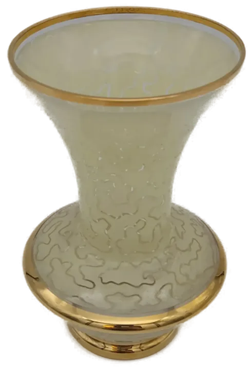 Vintage Glas Vase beige mit Goldrändern - Bild 2