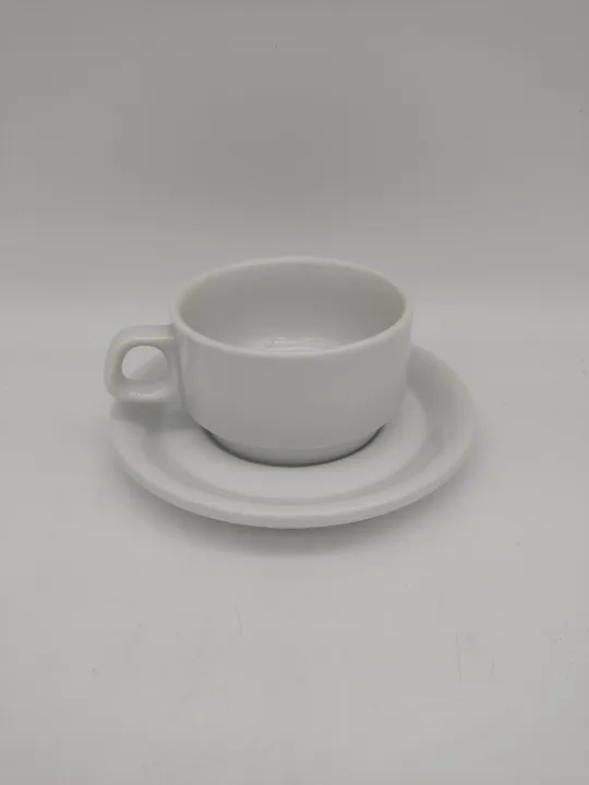 10 Sets Lilien Porzellan Kaffee-/Teetassen mit Untertassen - weiss - Bild 2