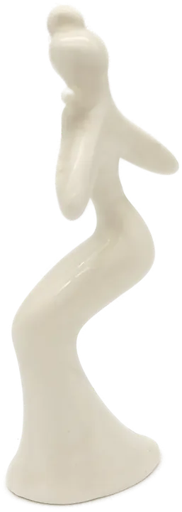 Flötenspielerin Figur aus Keramik weiß  - Bild 2
