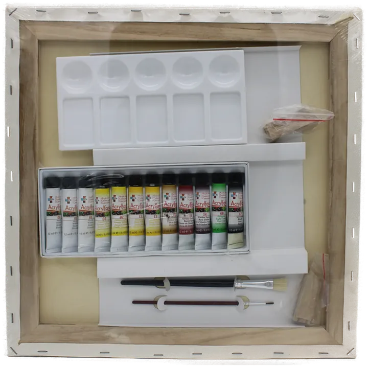 Malset mit Leinwand – Motiv: Zitrone (40 × 40 cm) Komplettset mit Farben, Pinseln und vorgedrucktem Motiv, OVP - Bild 2